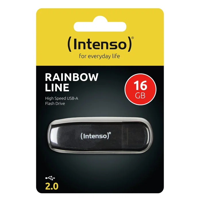 Intenso Rainbow Line Pendrive USB 2.0 16 GB Negro 3502470 - Tipo A, Lectura 28 MB/s