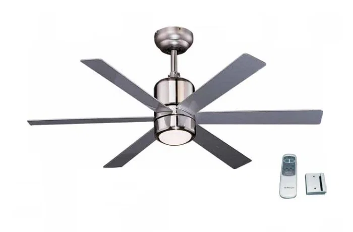 Orbegozo CP 50120 Ventilador de Techo con Luz Cromo, 6 Aspas, 120cm, 3 Velocidades, 65W, Incluye Mando a Distancia