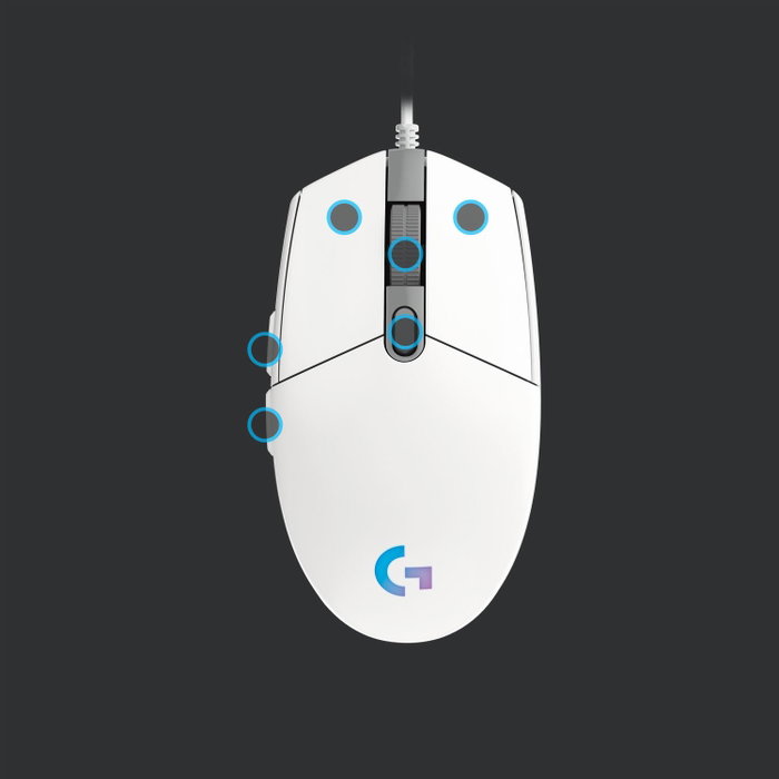 Logitech G203 LIGHTSYNC Ratón Gaming Blanco 8.000 DPI