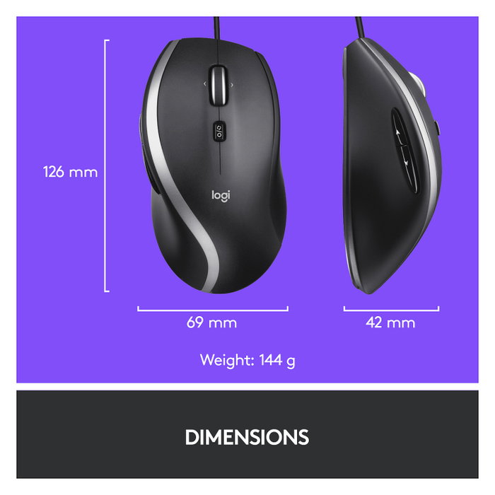 Logitech Advanced Corded Mouse M500s, Negro