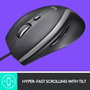 Logitech Advanced Corded Mouse M500s, USB Tipo A, Rueda de Desplazamiento Hiper Rápido, 7 Botones Programables, 400-4000 DPI Ajustable, Negro