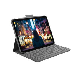 Logitech Slim Folio Funda con Teclado QWERTY Español Gris Oxford para iPad