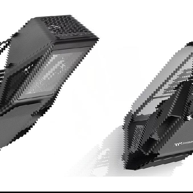 Thermaltake AH T200 Negro Torre Micro ATX, Mini-ITX, SPCC, Ventana Lateral de Vidrio Templado, Panel Frontal I/O USB 3.2 Gen 2 Type-C