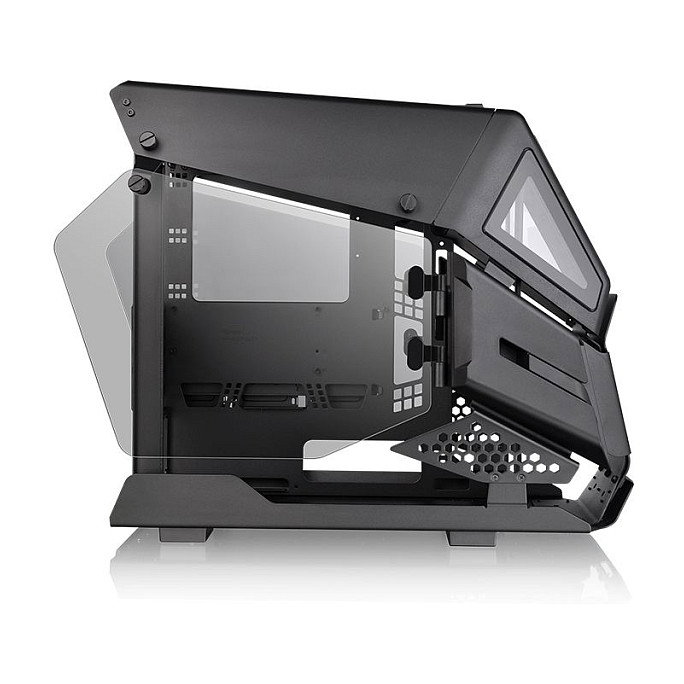 Thermaltake AH T200 Negro Torre Micro ATX, Mini-ITX, SPCC, Ventana Lateral de Vidrio Templado, Panel Frontal I/O USB 3.2 Gen 2 Type-C