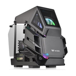 Thermaltake AH T200 Negro Torre Micro ATX, Mini-ITX, SPCC, Ventana Lateral de Vidrio Templado, Panel Frontal I/O USB 3.2 Gen 2 Type-C