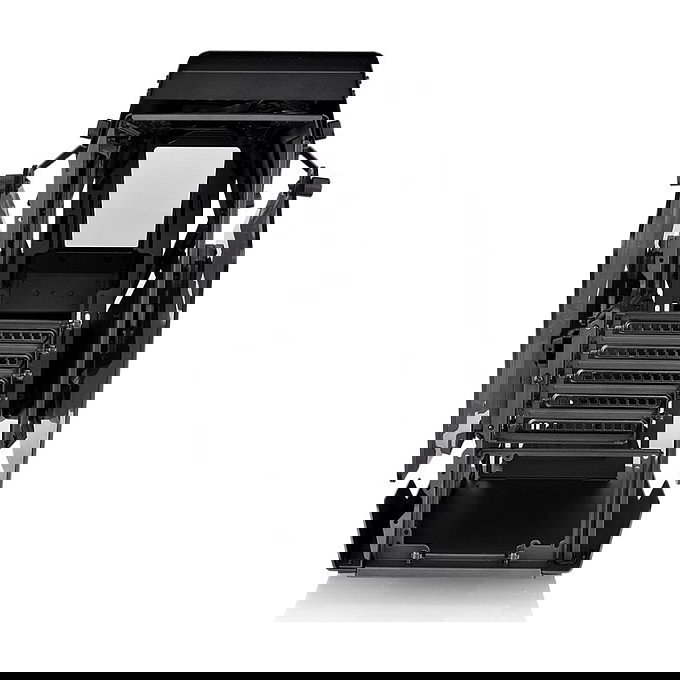 Thermaltake AH T200 Negro Torre Micro ATX, Mini-ITX, SPCC, Ventana Lateral de Vidrio Templado, Panel Frontal I/O USB 3.2 Gen 2 Type-C