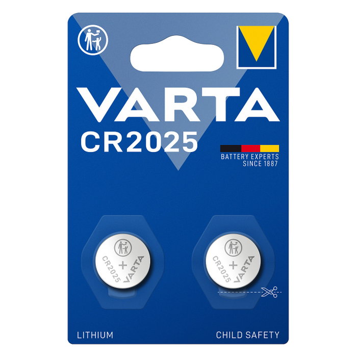 Varta CR2025 Micro pila de botón de litio 3 V, pack de 2 unidades