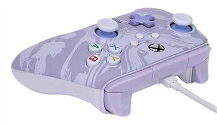 Power A Mando con Cable Mejorado XBGP0001-01 para Xbox Series X/S Remolino Lavanda, Diseño Ergonómico, Botones Asignables, Funciona con Xbox One y Windows 10/11