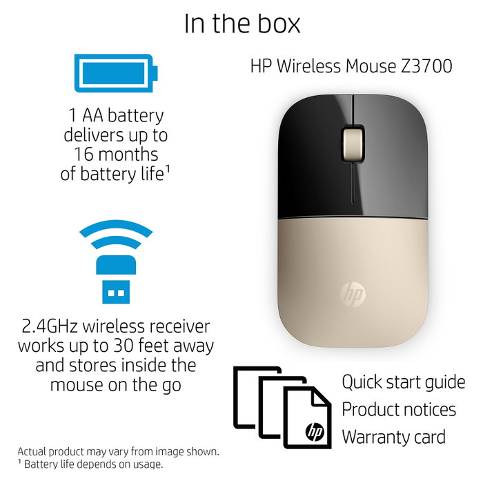 HP Z3700 Ratón Inalámbrico Dorado