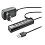 NGS IHUB7 TINY Hub USB 2.0 de 7 puertos con adaptador de corriente, Negro