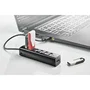 NGS IHUB7 TINY Hub USB 2.0 de 7 Puertos con Alimentación Externa para PC, Laptop, Macbook, 480 Mbps, Plug & Play, Color Negro