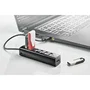 NGS IHUB7 TINY Hub USB 2.0 de 7 puertos con adaptador de corriente, Negro