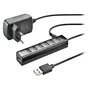 NGS IHUB7 TINY Hub USB 2.0 de 7 puertos con adaptador de corriente, Negro