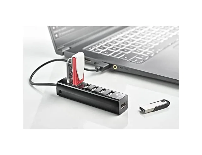 NGS IHUB7 TINY Hub USB 2.0 de 7 puertos con adaptador de corriente, Negro