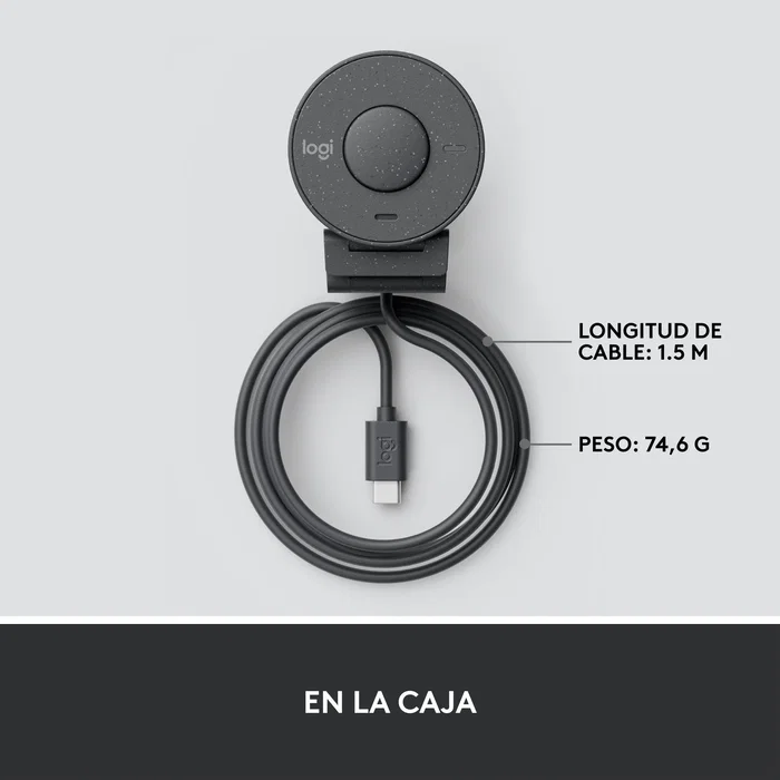 Logitech Brio 300 Webcam Full HD 1080p - 960-001436 - Cámara Web USB-C con Micrófono, Tapa de Privacidad, Certificada para Zoom/Teams/Meet, Color Grafito
