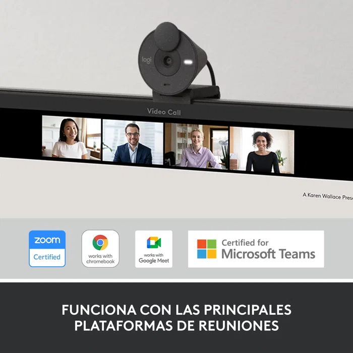 Logitech Brio 300 Webcam Full HD 1080p - 960-001436 - Cámara Web USB-C con Micrófono, Tapa de Privacidad, Certificada para Zoom/Teams/Meet, Color Grafito