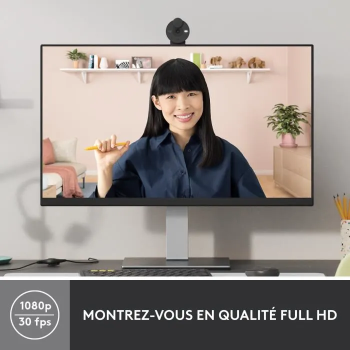 Logitech Brio 300 Full HD Webcam, Grafito, USB-C
