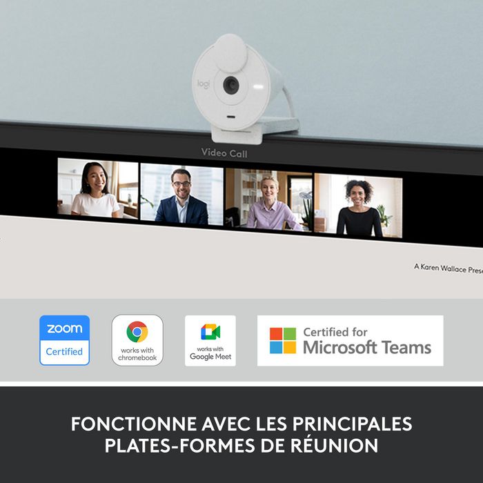 Logitech Webcam Full HD Brio 300, Cámara Web USB con Micrófono Integrado y Visión Nocturna para Videollamadas