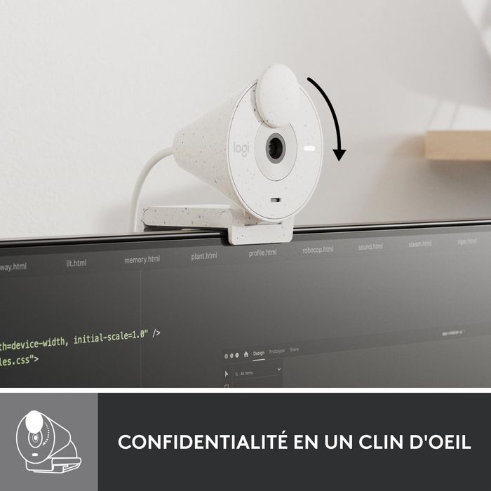 Logitech Webcam Full HD Brio 300, Cámara Web USB con Micrófono Integrado y Visión Nocturna para Videollamadas