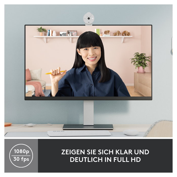 Logitech Brio 300 Webcam Full HD USB-C Blanco Crudo