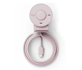 Logitech Brio 300 Webcam 960-001448 - Cámara Web 1080p Full HD, 2MP, 30fps, USB-C, con Obturador de Privacidad, Rosa - Certificada para Zoom, Teams, Google Meet