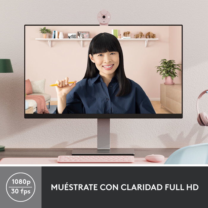 Logitech Brio 300 Cámara Web Full HD Rosa