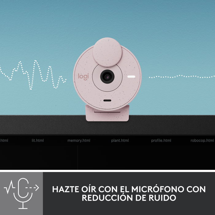 Logitech Brio 300 Webcam Full HD 1080p Rosado con USB-C y Tapa de Privacidad