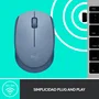Logitech M171 Ratón Inalámbrico RF Óptico Ambidiestro para Oficina, 12 Meses Batería, Plug and Play, 10 m Alcance, Color Gris Azulado - 910-006866