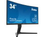iiyama ProLite XCB3494WQSN-B5 Monitor Gaming Curvo 34" (86,4 cm) UltraWide Quad HD 3440x1440, 1500R, VA, 120Hz, 0.4ms, FreeSync, Altavoces, USB-C 65W, Negro