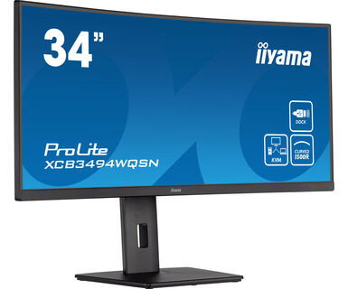 iiyama ProLite XCB3494WQSN-B5 Monitor Gaming Curvo 34" (86,4 cm) UltraWide Quad HD 3440x1440, 1500R, VA, 120Hz, 0.4ms, FreeSync, Altavoces, USB-C 65W, Negro