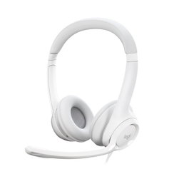 Logitech Auriculares H390 USB con microfono alámbrico para PC y Laptop, color blanco