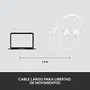Logitech Auriculares H390 981-001286 USB con Micrófono con Cancelación de Ruido, Diadema Ajustable para Oficina, Llamadas, PC, Chromebook, Plug and Play, Cable 1.9m, Blanco