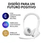 Logitech Auriculares H390 981-001286 USB con Micrófono con Cancelación de Ruido, Diadema Ajustable para Oficina, Llamadas, PC, Chromebook, Plug and Play, Cable 1.9m, Blanco