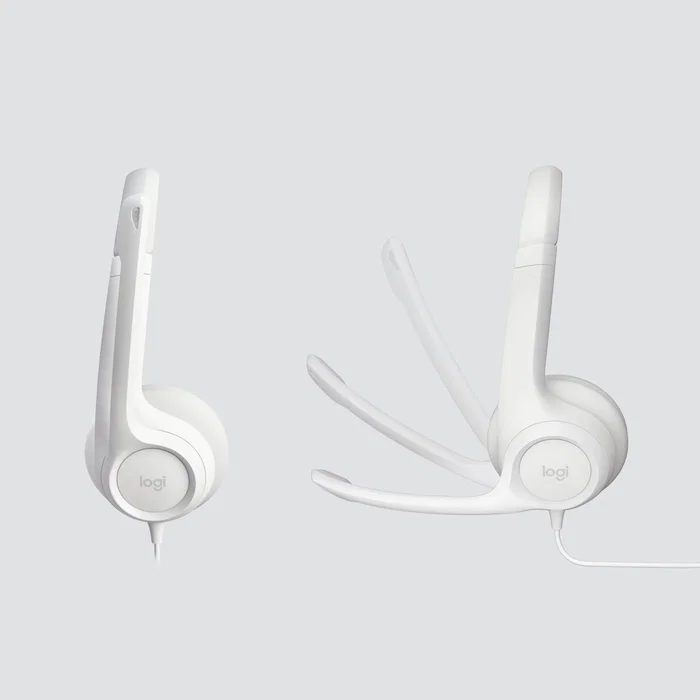 Logitech Auriculares H390 981-001286 USB con Micrófono con Cancelación de Ruido, Diadema Ajustable para Oficina, Llamadas, PC, Chromebook, Plug and Play, Cable 1.9m, Blanco