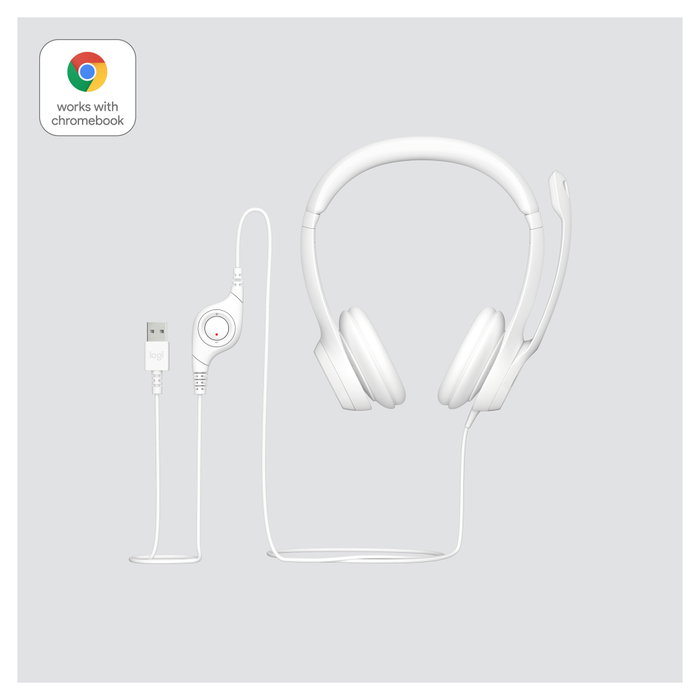 Logitech H390 Auriculares USB-A con Micrófono, Blanco