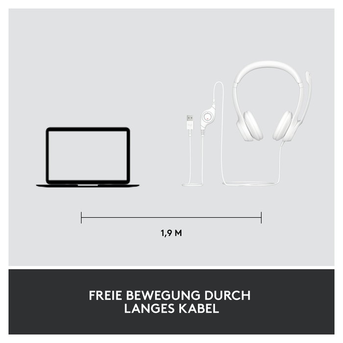 Logitech H390 Auriculares USB-A con Micrófono, Blanco