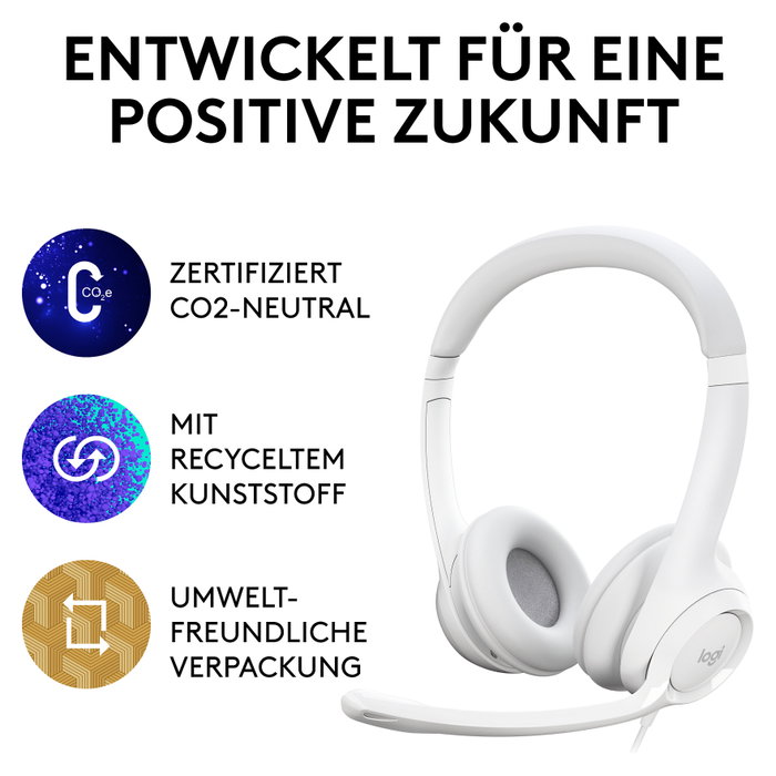 Logitech H390 Auriculares USB-A con Micrófono, Blanco