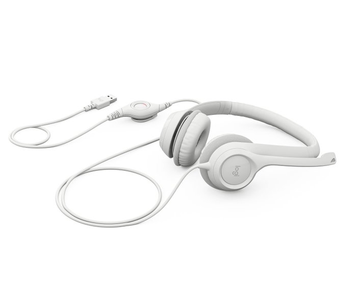 Logitech H390 Auriculares USB-A con Micrófono, Blanco