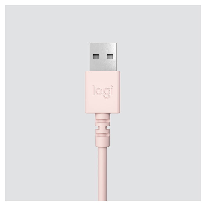 Logitech H390 Auriculares con Micrófono con Cancelación de Ruido, USB-A, Supraaurales, Diadema, Color Rosa