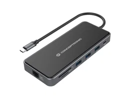 Conceptronic DONN15G Base para Portátil USB-C con 2x HDMI 2.0, Ethernet Gigabit, 100W PD, 2x USB 3.0, SD, VGA, Jack 3.5mm - Gris