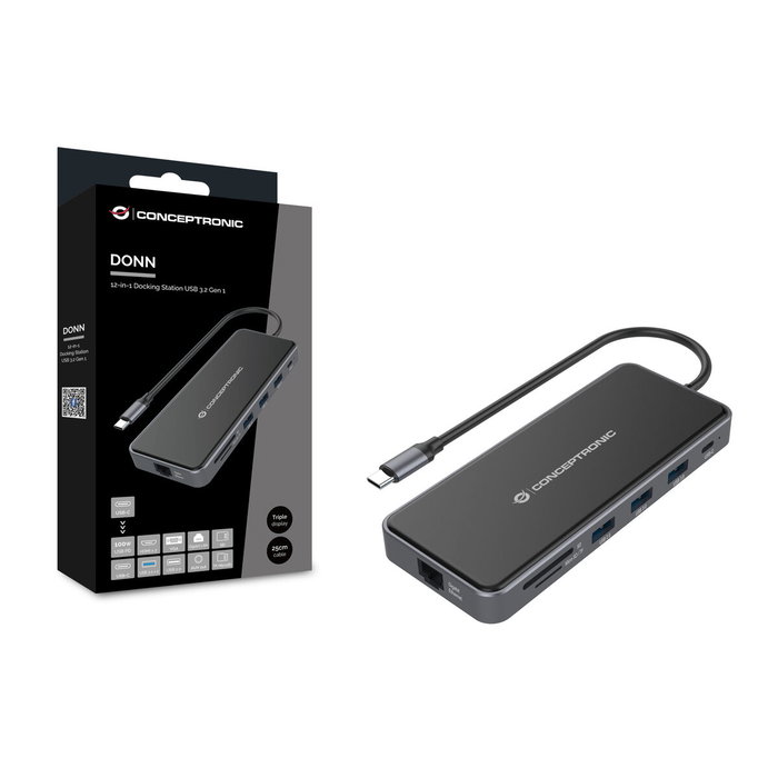 Conceptronic DONN15G Hub USB-C 12-en-1 con HDMI, VGA, Ethernet y PD Conceptronic DONN15G Hub USB-C 12-en-1 con HDMI, VGA, Ethernet y PD