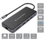 Conceptronic DONN15G Adaptador USB-C 12 en 1 con Triple Pantalla HDMI/VGA, Ethernet Gigabit, 100W PD, USB 3.0, SD/TF, AUX para Windows/Mac/Chrome OS