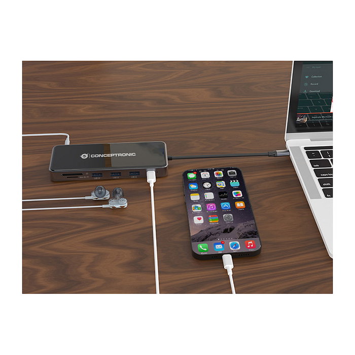 Conceptronic DONN15G Hub USB-C 12-en-1 con HDMI, VGA, Ethernet y PD Conceptronic DONN15G Hub USB-C 12-en-1 con HDMI, VGA, Ethernet y PD