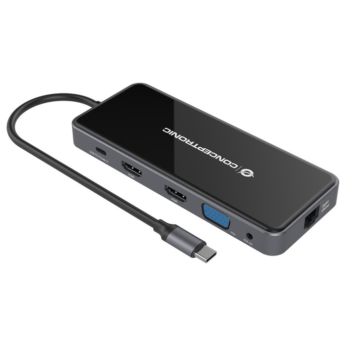 Conceptronic DONN15G Hub USB-C 12-en-1 con HDMI, VGA, Ethernet y PD Conceptronic DONN15G Hub USB-C 12-en-1 con HDMI, VGA, Ethernet y PD