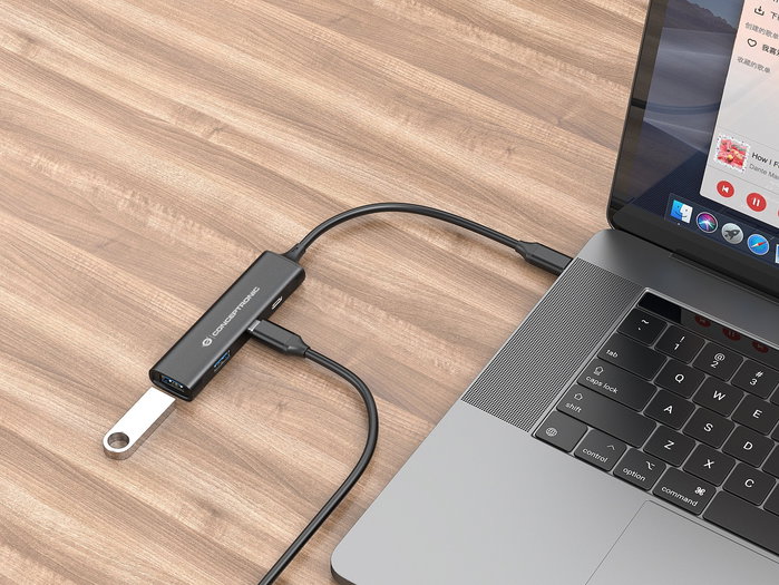 Conceptronic HUBBIES12B Hub USB-C de 4 puertos (2x USB-C y 2x USB-A) Negro