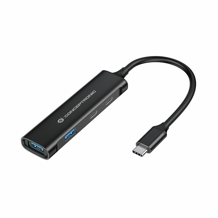 Conceptronic HUBBIES12B Hub USB-C con 4 Puertos (2x USB-C y 2x USB-A) Negro Conceptronic HUBBIES12B Hub USB-C con 4 Puertos (2x USB-C y 2x USB-A) Negro