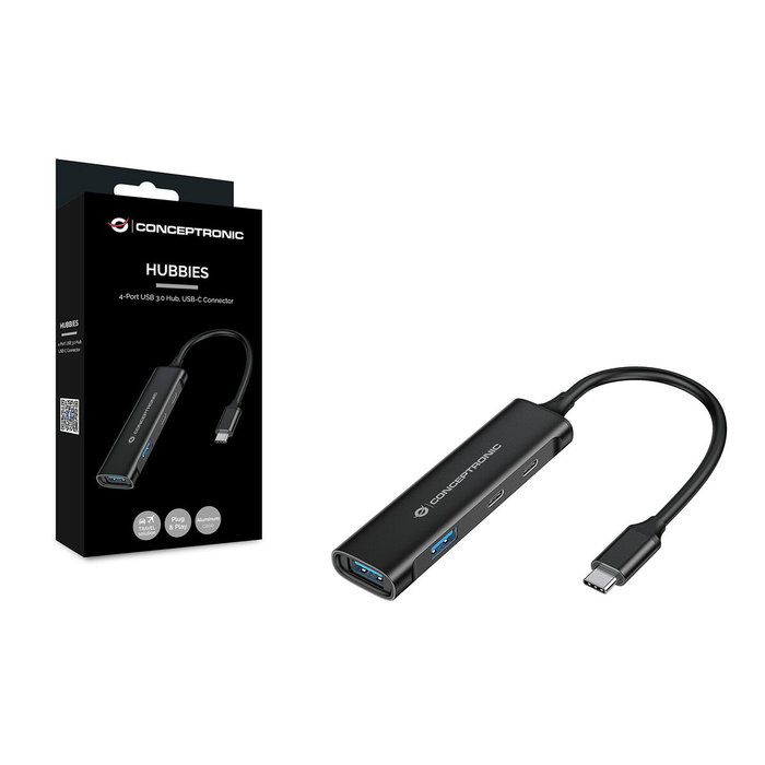 Conceptronic HUBBIES12B Hub USB-C con 4 Puertos (2x USB-C y 2x USB-A) Negro Conceptronic HUBBIES12B Hub USB-C con 4 Puertos (2x USB-C y 2x USB-A) Negro