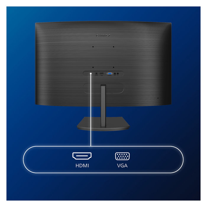 Philips 241E1SCA/00 Monitor LED Curvo VA de 23.6 Pulgadas Full HD (1920x1080) 75Hz, 4ms, AMD FreeSync, Altavoces, HDMI, Antirreflectante, Sin Parpadeo, Modo Low Blue, Negro