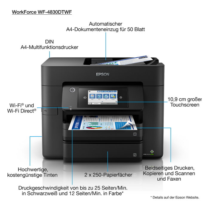 Epson WorkForce Pro WF-4830DTWF Multifunción Inyección de Tinta Negro Epson WorkForce Pro WF-4830DTWF Multifunción Inyección de Tinta Negro