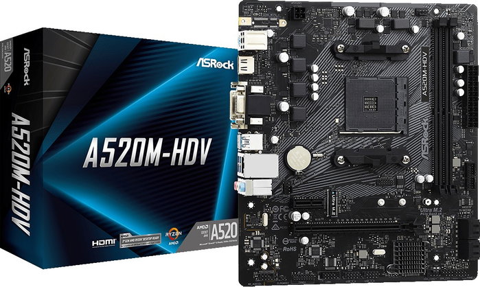 Asrock A520M-HDV Micro ATX AMD AM4 DDR4 Asrock A520M-HDV Micro ATX AMD AM4 DDR4